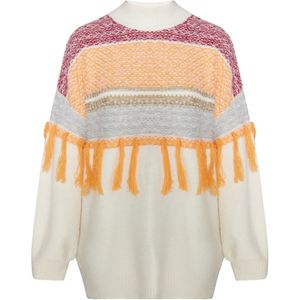 IZIA Trui 'Eyota'  grijs gemêleerd / oranje / donkerrood / wolwit