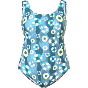 Ulla Popken Badpak  blauw / lichtgroen / wit