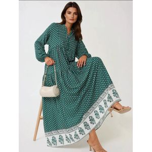 Hiccup Jurk  smaragd / wit