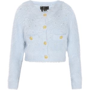 faina Gebreid vest 'Fashion Look'  lichtblauw / goud / transparant