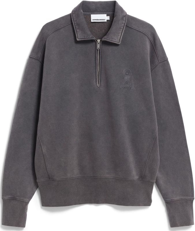 ARMEDANGELS - Sweatshirt - Grijs Gemêleerd - Polokraag - Lange Mouw