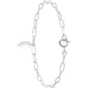 Lucardi - Bangle Armband - Zilver - Wit Steentje