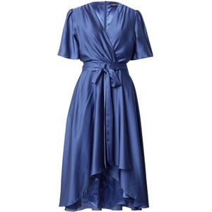 SWING - Cocktailjurk - Saffier - Asymmetrische Zoom - Pofmouwen - V-hals