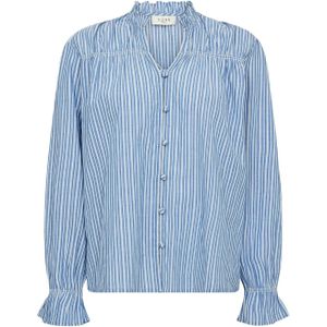NORR Blouse 'NO'  blauw / wit
