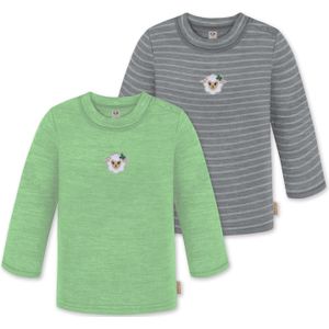 normani Shirt 'Taupo'  donkergrijs / grijs gemêleerd / lichtgroen / wit