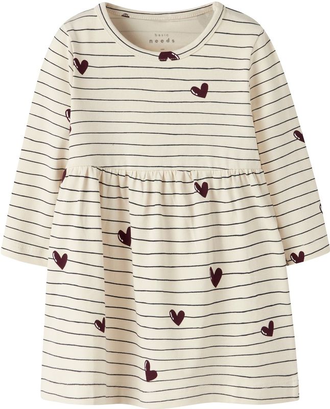 NAME IT Jurk 'NBFVANDORA'  crème / aubergine / zwart