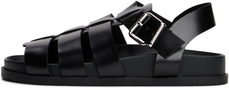 Slippers - Zwart - Leer - Gespsluiting