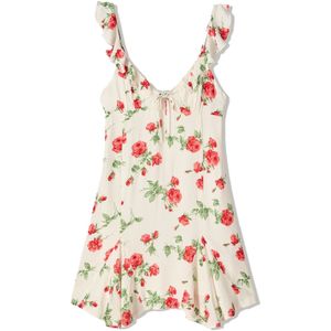 Bershka Zomerjurk  groen / donkergroen / rood / wit