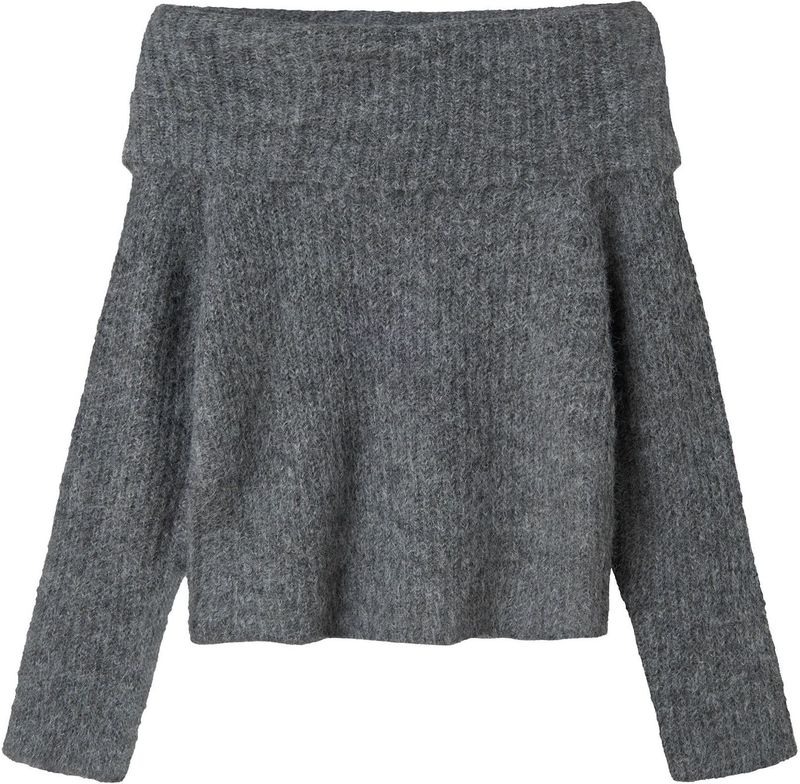 Gebreide Trui - Kort - Rolkraag - Lange Mouwen - Platgebreid