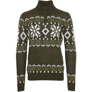 !Solid Trui 'Norwin'  bruin / olijfgroen / wit