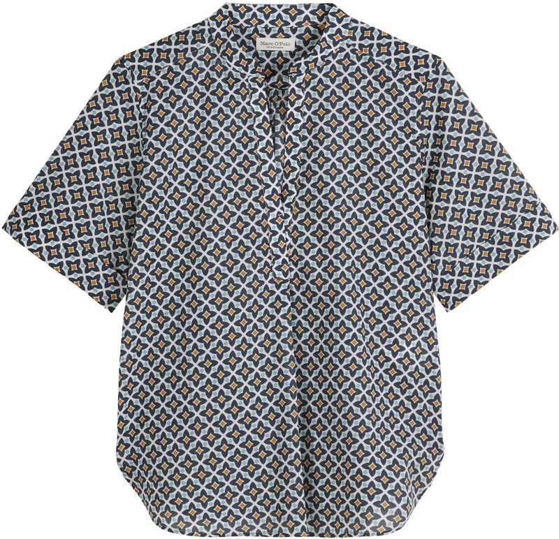 Marc O'Polo - Blouse - Marine - Wijde Blouse - Halve Mouw