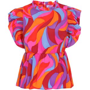 NAEMI Blouse 'Fashion Look'  blauw / oranje / lichtroze / rood