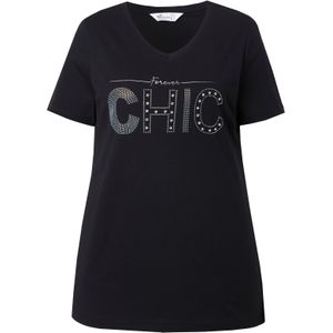 MIAMODA Shirt  opaal / zwart / zilver / transparant