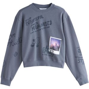 Next Sweatshirt 'Conversational Sketch'  navy / saffier / offwhite