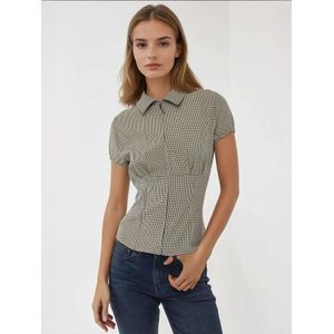 Hiccup Blouse  lichtbeige / donkerbruin