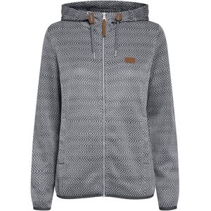 Oxmo Fleece jas 'Pebbles'  donkerblauw / bruin / lichtgrijs