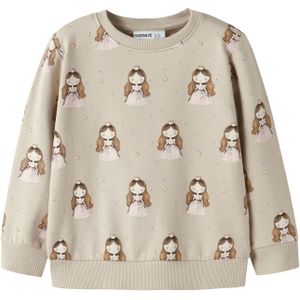 NAME IT - NMFRONESSE - Sweatshirt - Bruin - Geribbelde Kraag - Lange Mouw