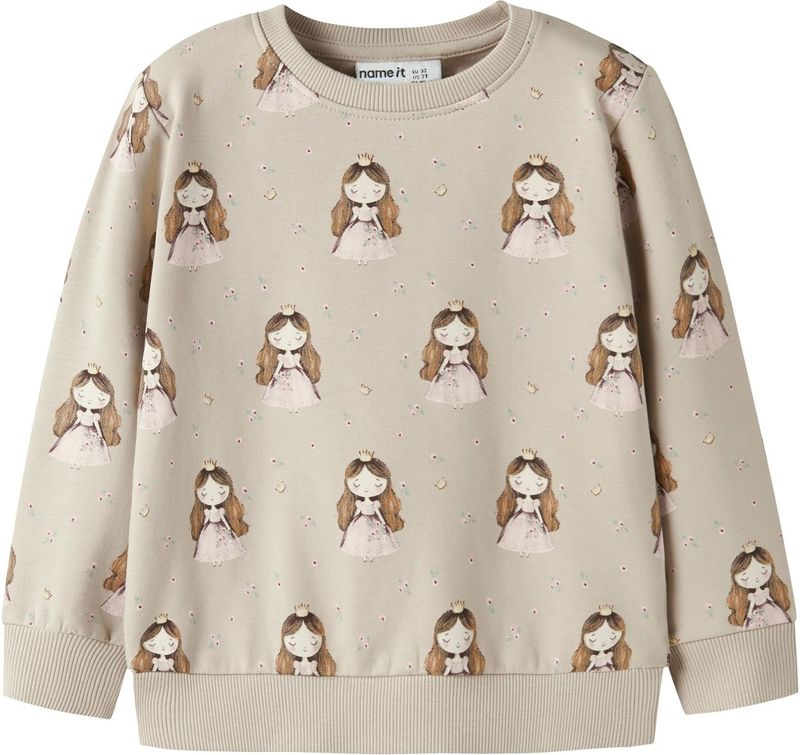 NAME IT - NMFRONESSE - Sweatshirt - Bruin - Geribbelde Kraag - Lange Mouw