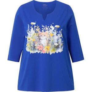 Ulla Popken Shirt  royal blue/koningsblauw / geel / groen / wit