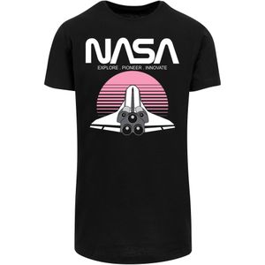 F4NT4STIC Shirt 'NASA Space Shuttle Sunset'  eosine / zwart / wit