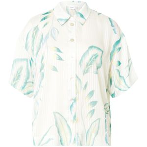 NÜMPH Blouse 'WIVIAN'  geel / smaragd / wit