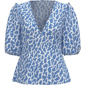 OBJECT Blouse  blauw / wit