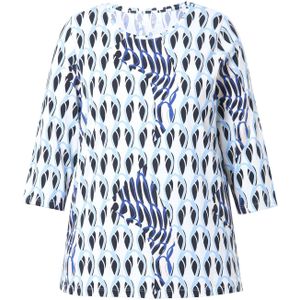 Ulla Popken Shirt  lichtblauw / zwart / offwhite