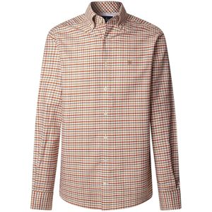 Hackett London Overhemd  kaki / roestrood / wit
