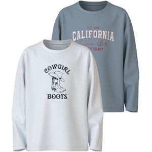 NAME IT Shirt 'NKFVEEN'  smoky blue / rood / zwart / wit