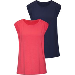 Shirttop - Royalblauw/Koraal - Viscose-Stretch - Mouwloos