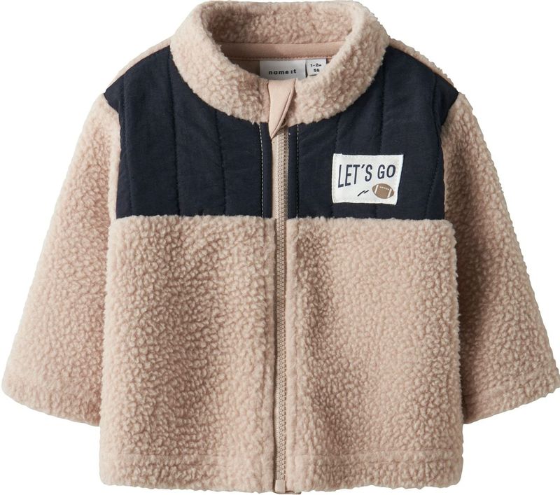 NAME IT Fleece jas 'NBMSVEND'  beige / navy / offwhite