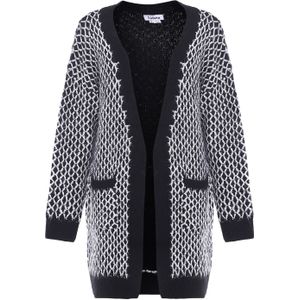 Sidona Gebreid vest  zwart / wit