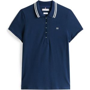 TOMMY HILFIGER - Shirt - Navy - Katoen - Polokraag - Kwartmouw