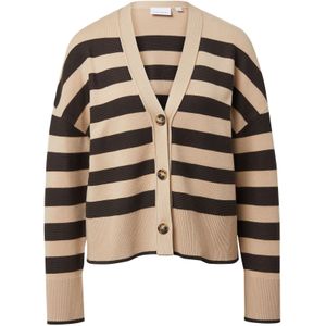 COMMA Gebreid vest  sand / donkerbruin