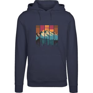 F4NT4STIC Sweatshirt 'Berg Sonnenuntergang Retro'  donkerblauw / petrol / donkeroranje / donkerroze