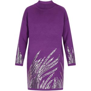 faina Gebreide jurk  donkerlila / zilver