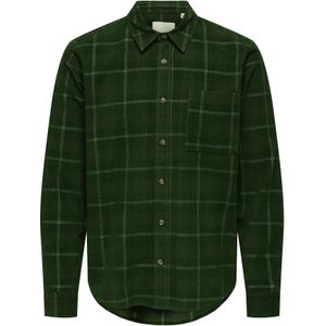 Only & Sons Overhemd 'ONSWILLIAM'  donkergroen / wit