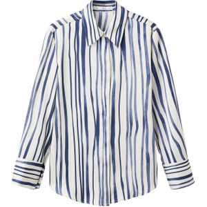 MANGO Blouse 'IDEALE'  navy / wit