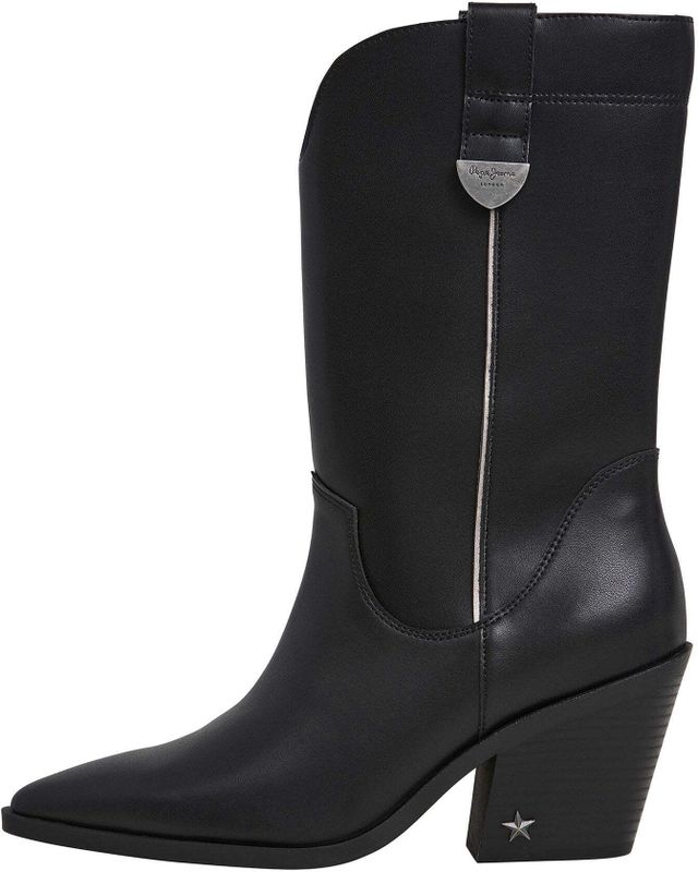 Pepe Jeans - PLS500017 Gina - Leren Cowboylaarzen - Zwart - 3 tot 5 cm
