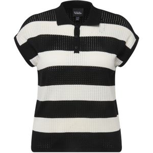 Ulla Popken - Shirt - Zwart/Wit - Gestreept - Kwartmouw