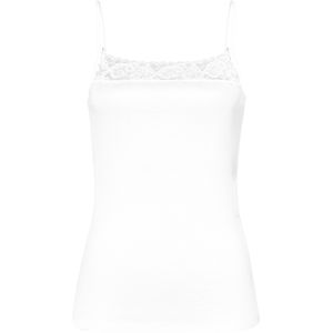 Hanro - Moments - Spaghetti Top - Wit - Katoen, Carréhals, Kant, Mouwloos