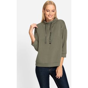 RICK CARDONA - Sweatshirt - Kaki - 3/4-mouwen - Staande Kraag