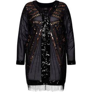 Ulla Popken - Tuniek - Bruin / Zwart - Lange Mouw - Normale Pasvorm