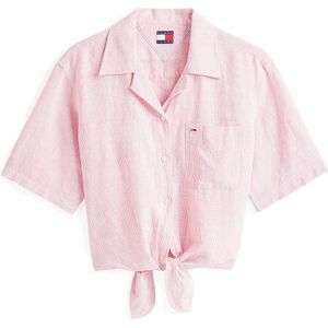 Tommy Jeans - Blouse - Pink/Wit - Klassieke Blouse - Halve Mouw