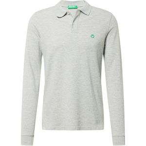United Colors of Benetton - Piqué-poloshirt - Grijs Melange - Lange Mouwen - 100% Katoen