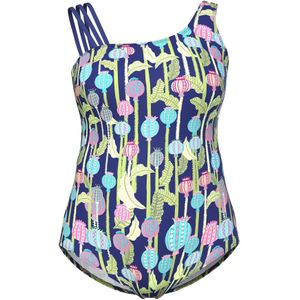 Ulla Popken Badpak  navy / turquoise / lichtgroen / oudroze