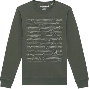 Watapparel Sweatshirt ' Doodle Cats '  ecru / kaki