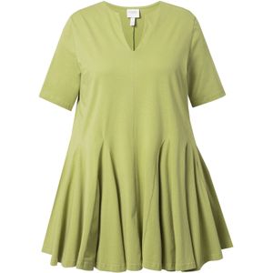 Ulla Popken - Shirt - Riet - Effen - Halve Mouw - Tuniek Kraag