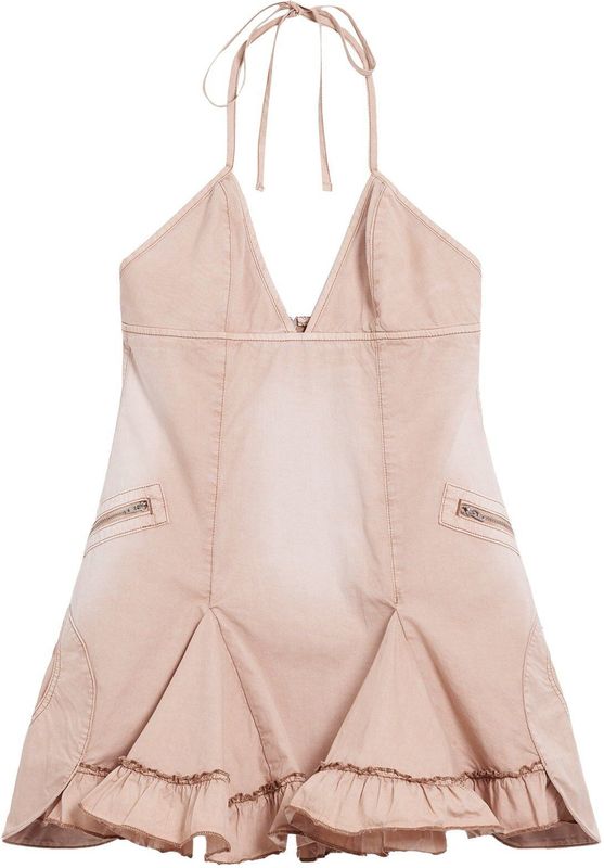 Desigual - Korte Jurk - Multicolor - Mouwloos - Diepe V-hals - Uitlopende Rok met Godets