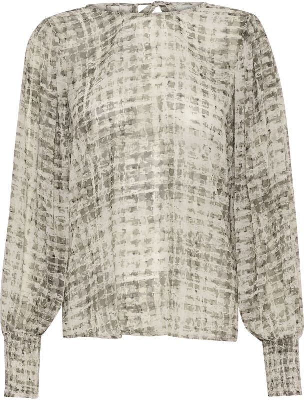 Kaffe - KA Trinike - Blouse - Beige / Lichtgrijs - Lange Mouw